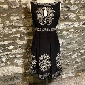 Nanette Lepore silk black dress with embroidered detail  size 12